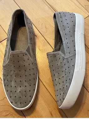 Joie Gray Leather Slip on Sneakers w Metal Stud Accents size 7.5